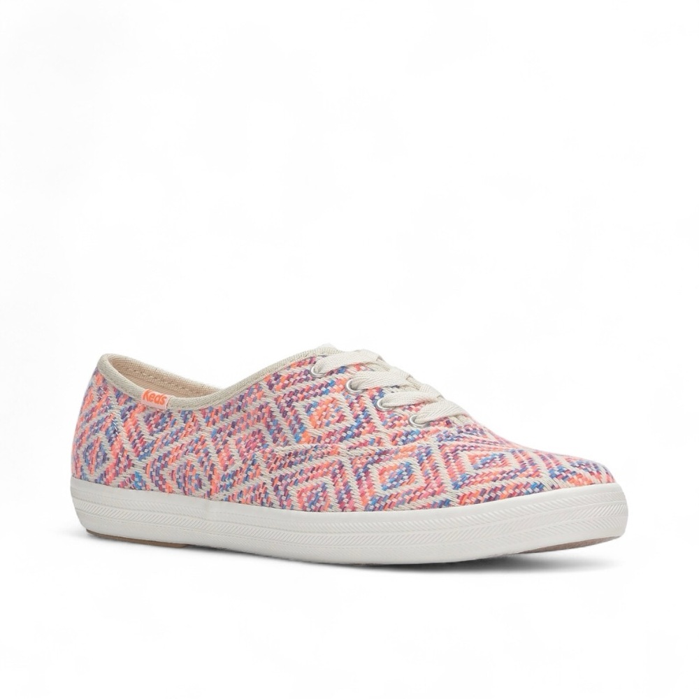 Keds Champion Neon Pink Woven Lace-Up Sneakers Size 8 Bright Multi NIB - Picture 2 of 7